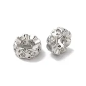 Brass Micro Pave Clear Cubic Zirconia Beads