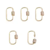 Brass Micro Pave Clear Cubic Zirconia Screw Carabiner Lock Charms