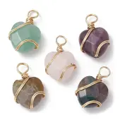 Natural & Synthetic Mixed Gemstone Coppwer Wire Wrapped Pendants