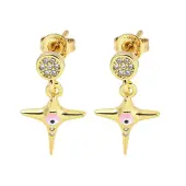 Star Real 18K Gold Plated Brass Dangle Stud Earrings