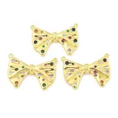 Bowknot Rack Plating Brass Micro Pave Colorful Cubic Zirconia Pendants