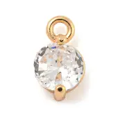 Flat Round Brass Micro Pave Cubic Zirconia Charms