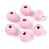 Spray Painted Round Natural Schima Wood Beads