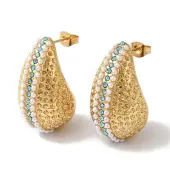 Teardrop Ion Plating(IP) 304 Stainless Steel Stud Earrings for Women