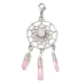 Alloy Woven Net/Web with Natural Rose Quartz Pendants Decorations