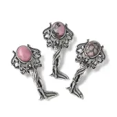 Angel Brass Natural Rhodonite Pendants