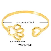Stylish European and American Hollow Paw Print & Heart 304 Stainless Steel Cuff Bangles for Women