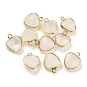 Natural Quartz Crystal Faceted Heart Charms