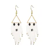 Halloween Theme Glass Seed Braided Ghost Chandelier Earrings