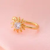 Brass Micro Pave Clear Cubic Zirconia Clip on Nose Rings