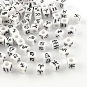 Constellation/Zodiac Sign Opaque Acrylic European Large Hole Beads