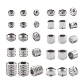 Fashewelry 50Pcs 10 Style 304 Stainless Steel Grooved Beads