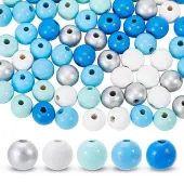 150Pcs 5 Colors Spray Painted Wood European Beads
