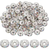 200Pcs Brass Rhinestone Spacer Beads