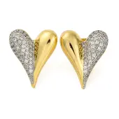 Rack Plating Heart Brass Micro Pave Clear Cubic Zirconia Stud Earrings