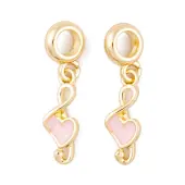 Rack Plating Alloy Pink Enamel European Dangle Charms
