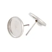Tarnish Resistant 304 Stainless Steel Flat Round Stud Earring Settings
