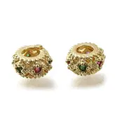 Brass Micro Pave Clear Cubic European Zirconia Beads