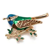 Bird Zinc Alloy Rhinstone Brooches