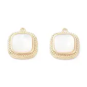 Rack Plating Brass Square Charms with Shell