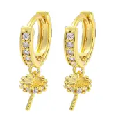 Brass Micro Pave Clear Cubic Zirconia Hoop Earring Findings