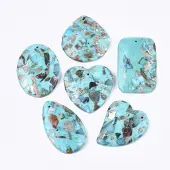 Assembled Synthetic Imperial Jasper and Turquoise Pendants