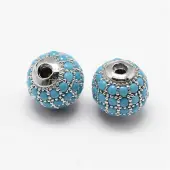 Round Brass Micro Pave Cubic Zirconia Beads