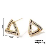 Elegant Hollow Triangle Diamond Stud Earrings for Women Trendy Fashion
