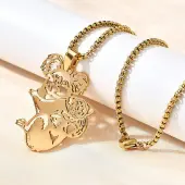 304 Stainless Steel Laser Cut Mother and Baby Koala Pendant Box Chain Necklaces for Women Men
