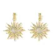 Brass Micro Pave Clear Cubic Zirconia Pendants