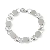 Non-Tarnish 201 Stainless Steel Flat Round Link Chain Bracelets for Women Men