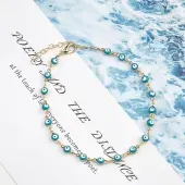 Christmas Brass Evil Eye Enamel Link Chain Anklets for Women