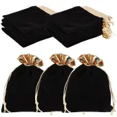 Beebeecraft 15Pcs Rectangle Jewellery Bags 12x15cm Velvet Big Gift Pouches for Candy Gift Bags Christmas Party Wedding Favors Bags (Black)