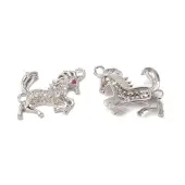 Brass Micro Pave Clear Cubic Zirconia Connector Charms