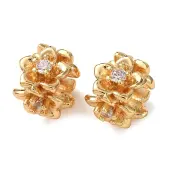 Brass Micro Pave Clear Cubic Zirconia Beads