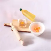 Dollhouse Miniature Kitchen Play Rolling Pin Egg Bowl Olive Oil Tool Model