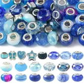 40Pcs 20 Styles Blue Series Resin European Beads