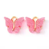 Alloy Enamel Pendants with Glitter Powder and Zinc Alloy Hanging Plating