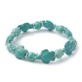 Synthetic Turquoise Tortoise Beaded Stretch Bracelets