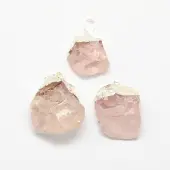 Natural Bezel Raw Rough Gemstone Rose Quartz Pendants