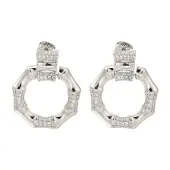Rack Plating Polygon Brass Micro Pave Clear Cubic Zirconia Stud Earrings