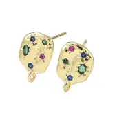 Brass Micro Pave Cubic Zirconia Stud Earring Findings