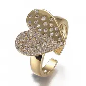 Brass Micro Pave Cubic Zirconia Cuff Rings