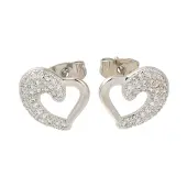Brass Pave Clear Cubic Zirconia Stud Earrings