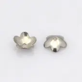 Tarnish Resistant 5-Petal 201 Stainless Steel Flower Bead Caps