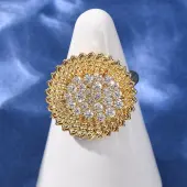 Brass Micro Pave Cubic Zirconia Cuff Open Rings