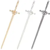 Gorgecraft 3Pcs 3 Colors Chinese Style Alloy Sword Hair Sticks