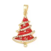 Christmas Brass Micro Pave Cubic Zirconia Pendants