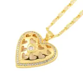Brass Micro Pave Clear Cubic Zirconia Pendant Necklaces