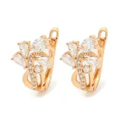 Brass Micro Pave Clear Cubic Zirconia Hoop Earrings